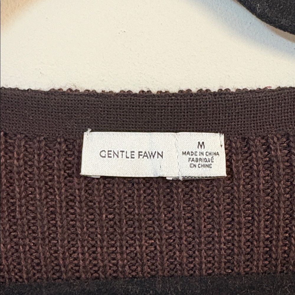 BNWOT Gentle Fawn Women's Dark Brown Tucker Pullover V-Neck Sweater size M - Picture 4 of 5